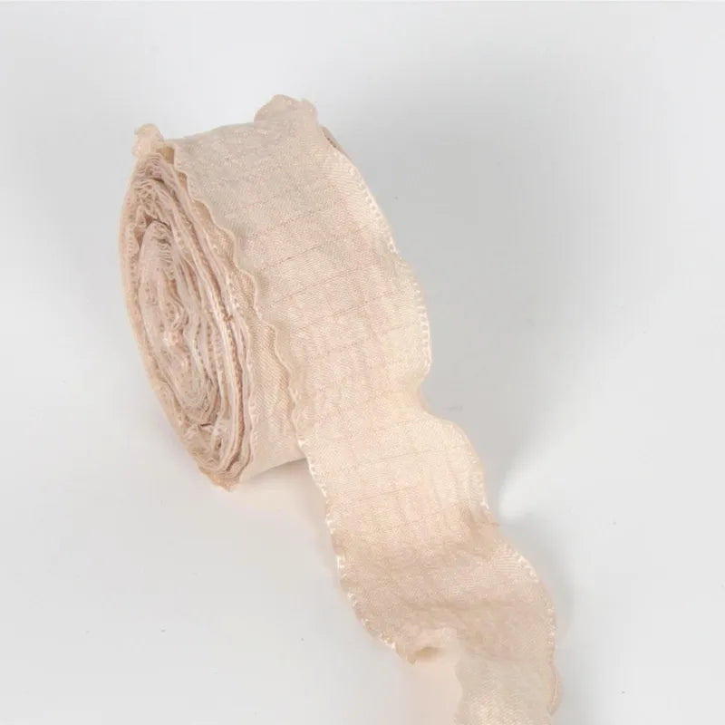 Ruffled Pleated Fishtail Yarn 2.5 Wide Ribbon Flower Packaging Ribbon Macaron Floral Snow Yarn Linen Diy