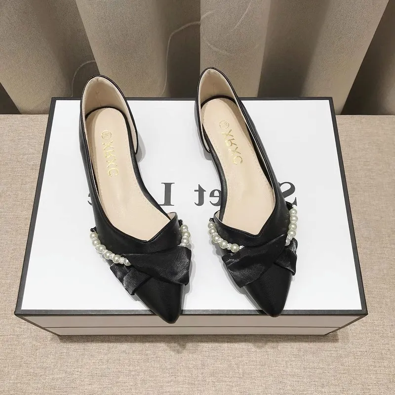 Breakj Breakj And Summer 2025 New Light-Mouthed Sharp Head Flat Side Air Fairy Evening Evening Wind Gentle Temperament Working Single Shoes