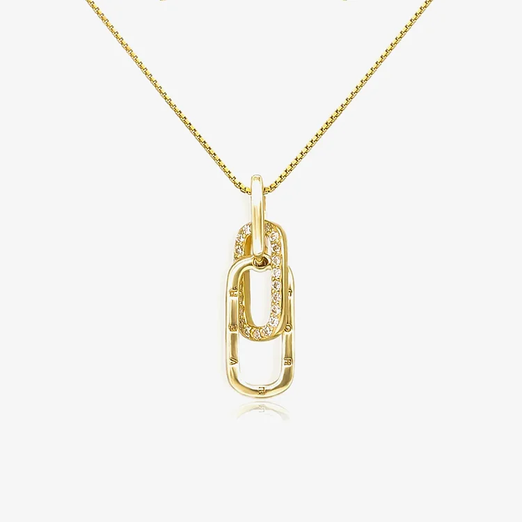 S925 Mother And Daughter Forever Linked Together Necklace - Gold