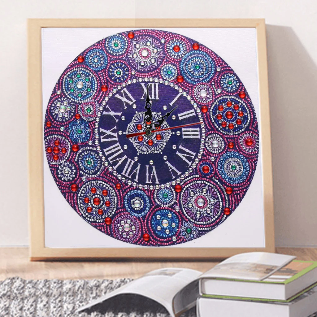 DIY Rhinestone Mandala Clock Part Special Shaped Diamond Painting Kit(35*35cm)