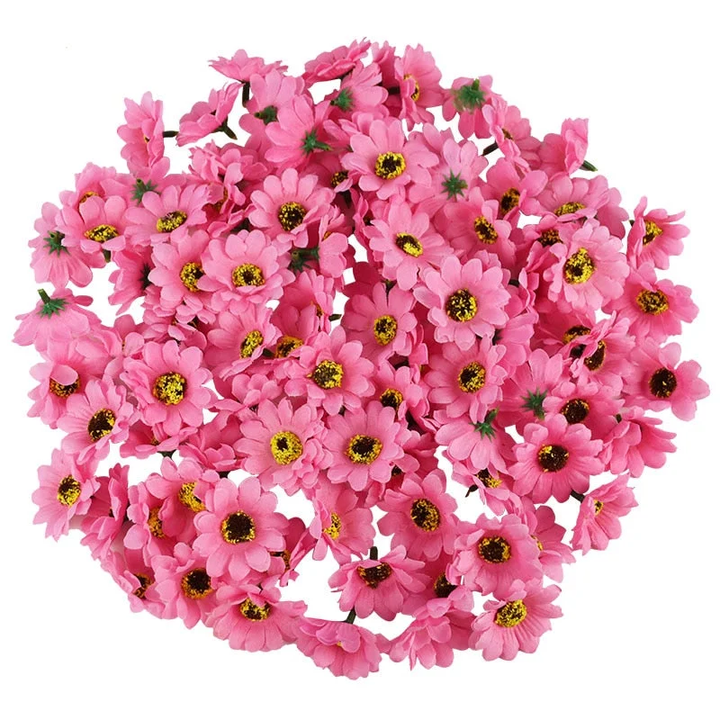100Pcs 4.5cm Mini Silk Sunflower Artificial Flowers Head For Wedding Party Home Decoration DIY Wreath Scrapbooking Fake Flowers