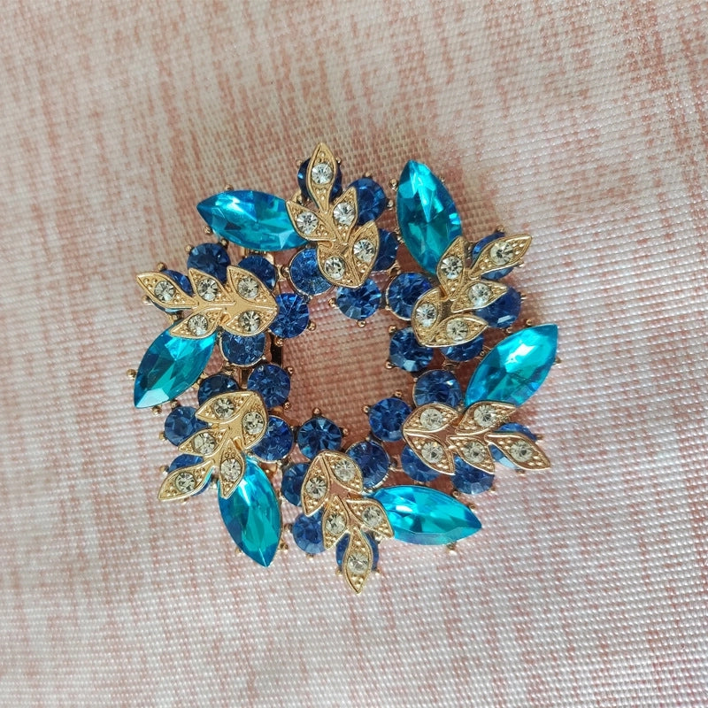 Spot Fashion High-end Gifts Korean Style Corsage Jewelry Shiny Rhinestone Crystal Bauhinia Flower Women Ring Brooch