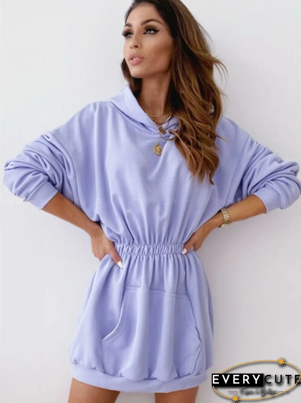 Women Fashion Long Sleeve Casual Dress Slim Waist Long Sleeve Sports Dress Hoodies Sweatshirts