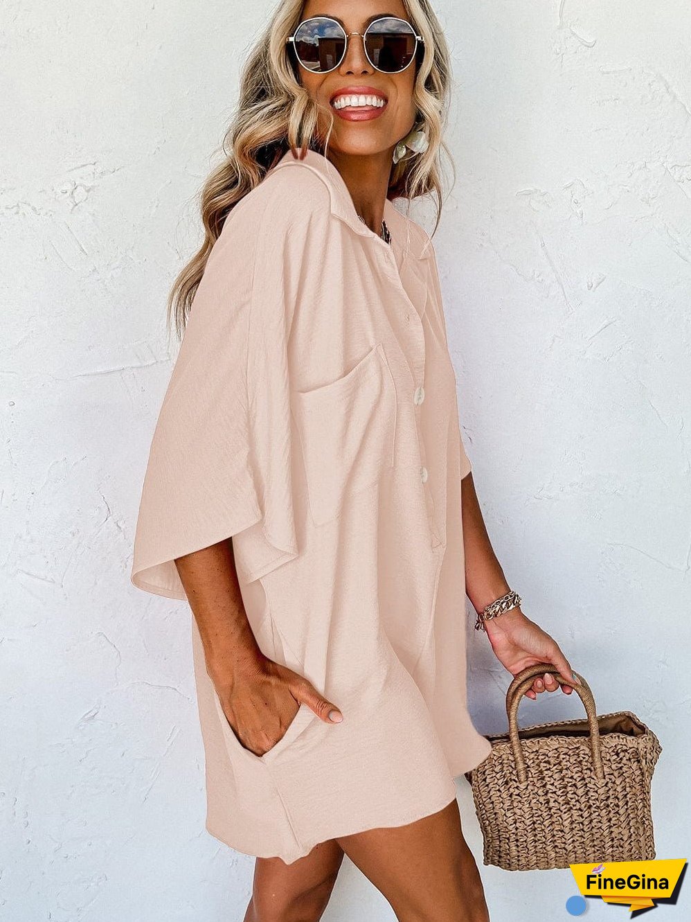 Plus Size Button-Down Jumpsuit