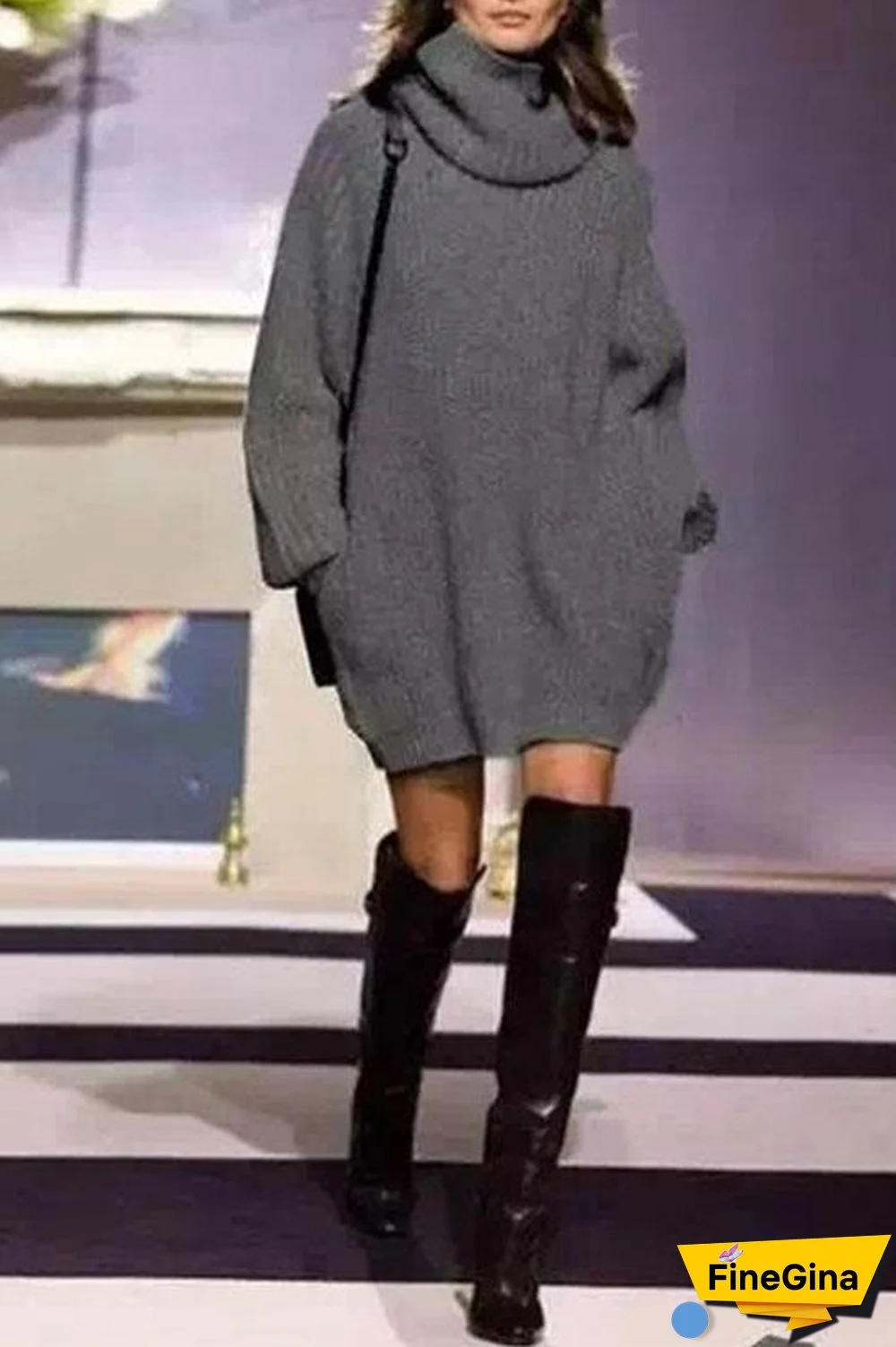 High Neck Loose Pocket Sweater