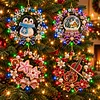 4PCS DIY Christmas Pearl Diamond Painting Acrylic Ornaments with Lights, Pearl & Special Shaped Diamond Wreath Hanging Decorations,Christmas Tree Ornament Kit