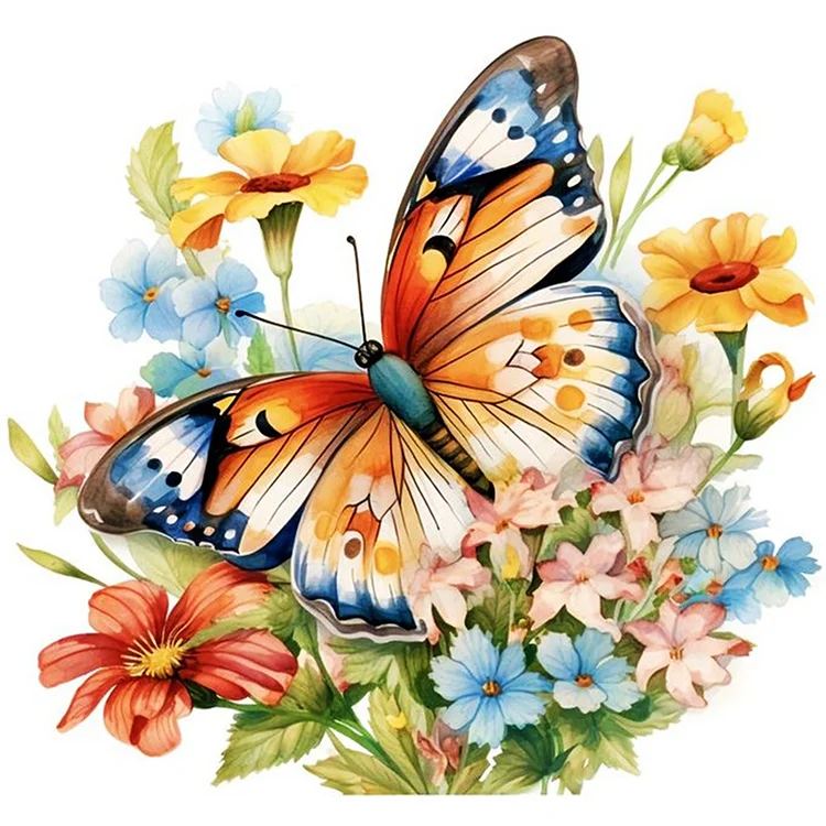 Flowers Butterfly 11CT Stamped Cross Stitch 40*40CM