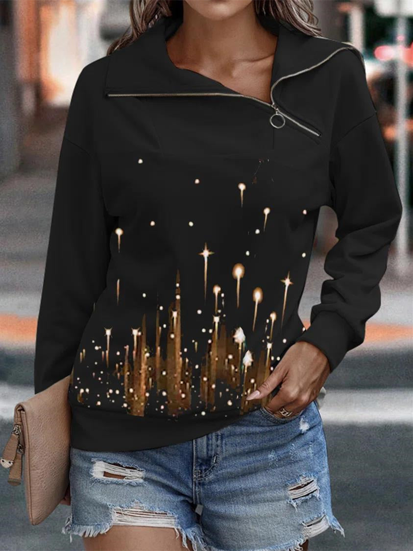 Women Long Sleeve V-neck Graphic Floral Printed Top
