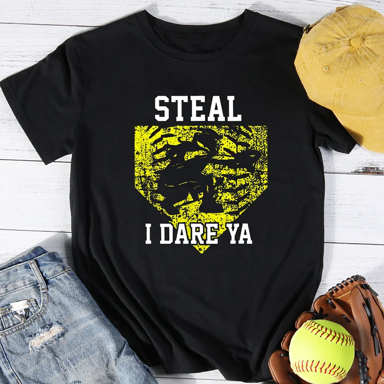 Softball Catcher Steal I Dare Ya T-Shirt Tee-014353-Annaletters