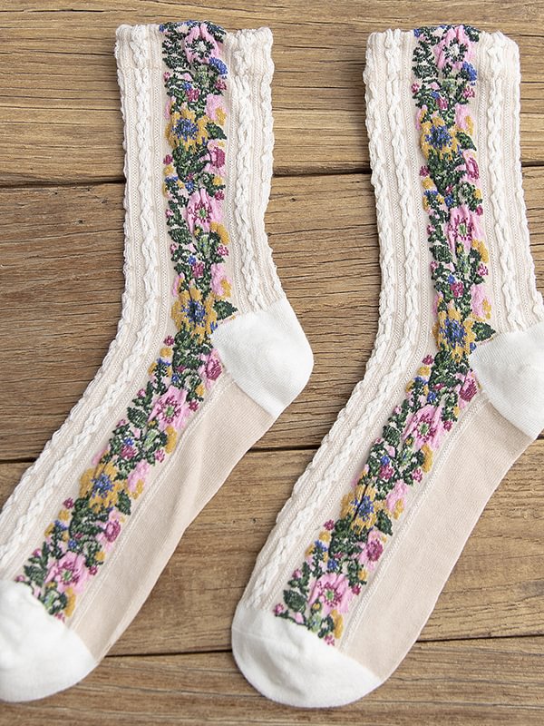 Artwishers Vintage Floral Jacquard Cozy Socks