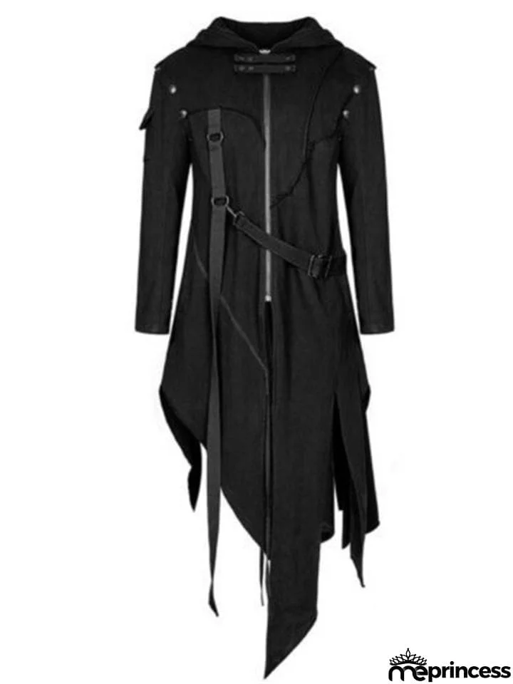 Irregular Hem Hooded Punk Coat