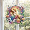DIY Flower Lion Diamond Painting Special Shaped Hanging Pendant