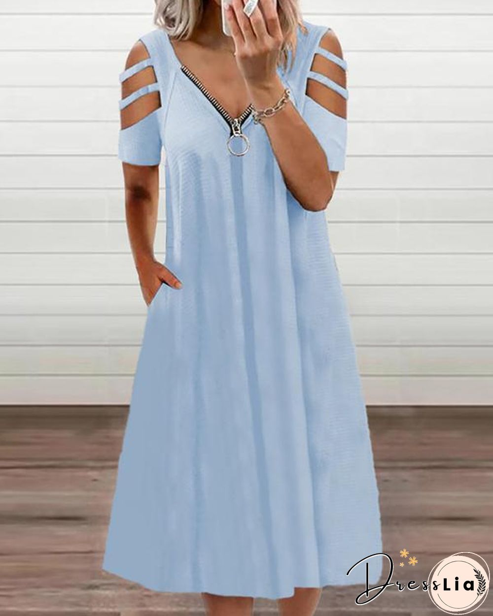 Women's Off-the-shoulder Zipper Dress