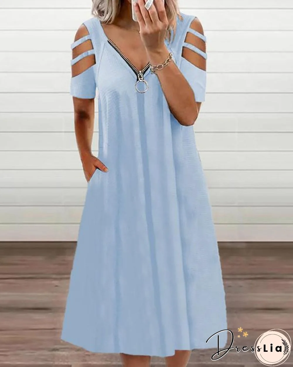 Women's Off-the-shoulder Zipper Dress