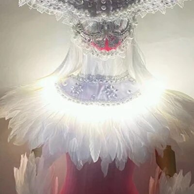 VCSHOES Women Show Costume Full Face Mask Headdress Feather Cape Women Gogo Singer Dancer Stage Performance Wear