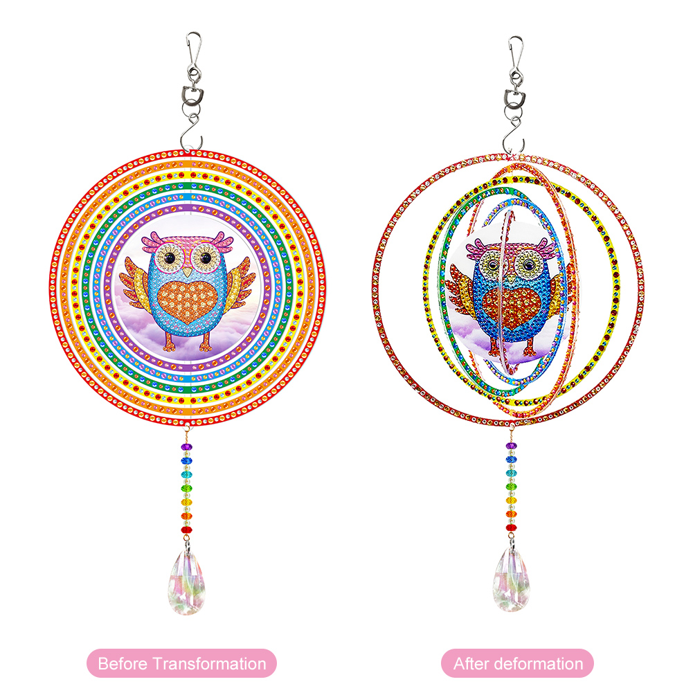 

Owl Double Sided Rotatable Wind Chime - 5D DIY Craft Pendant, 501 Original