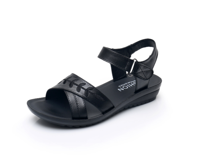 New Casual Leather Soft Bottom Top Layer Cowhide Middle-aged And Elderly Large Size non-slip Mother's Fashion Shoes Women's Shoes Women's Sandals