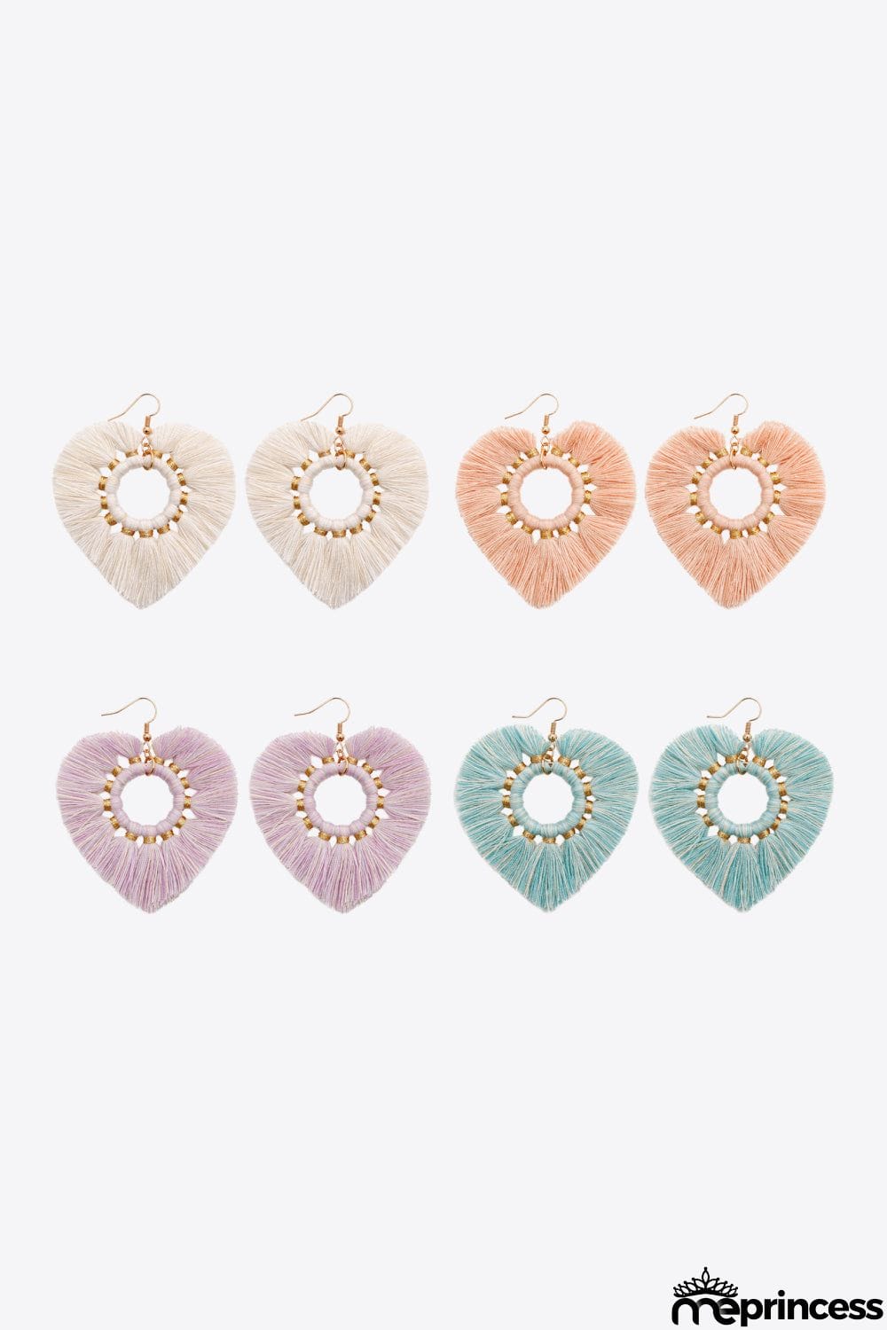 Random 4-Pair Fringe Heart Dangle Earrings