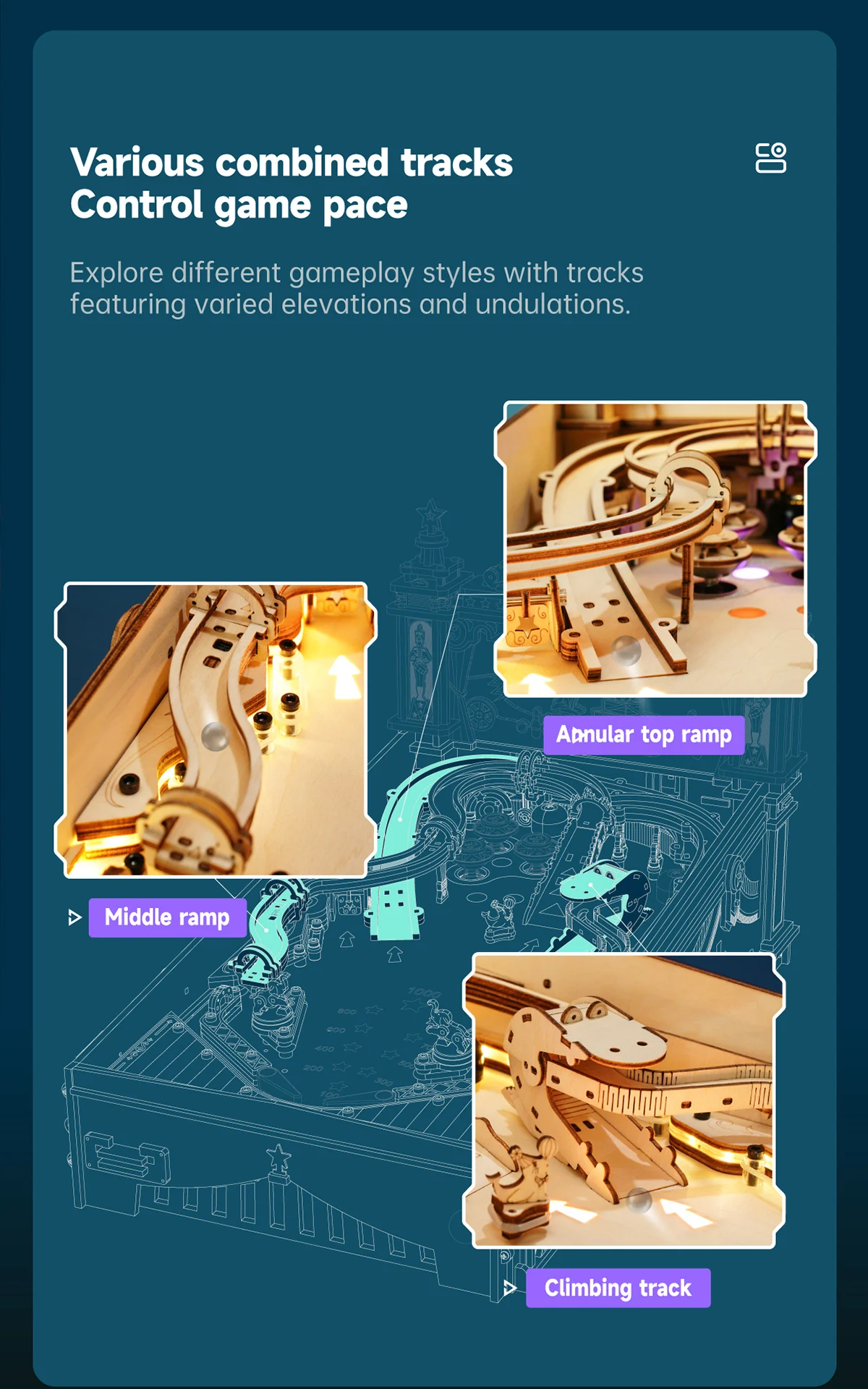 Tegooe 3D Wooden Pinball Machine Puzzle - DIY Mechanical Model Kit for Adults