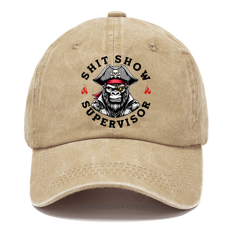 Shit Show Supervisor Washed Baseball Caps