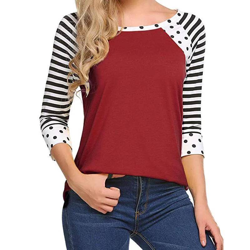 Autumn Women's Casual Print Round Neck Blouse