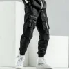 Men's Tech Style Decorative Webbing Multi-pocket Trousers by Inlyline