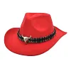 Cow head accessories western cowboy hat wool hat men and women outdoor big brim hat
