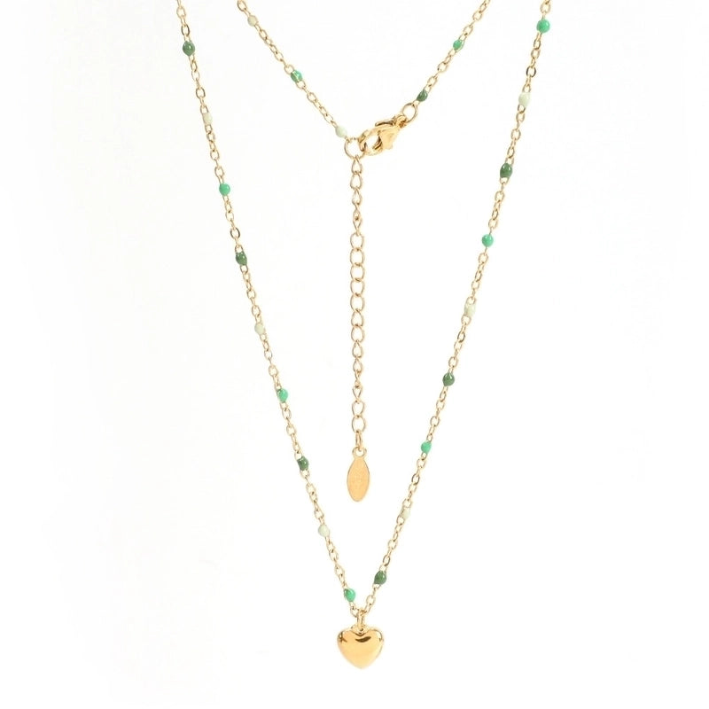 Minimalist Heart Shape Stainless Steel Titanium Steel Enamel Plating Pendant Necklace
