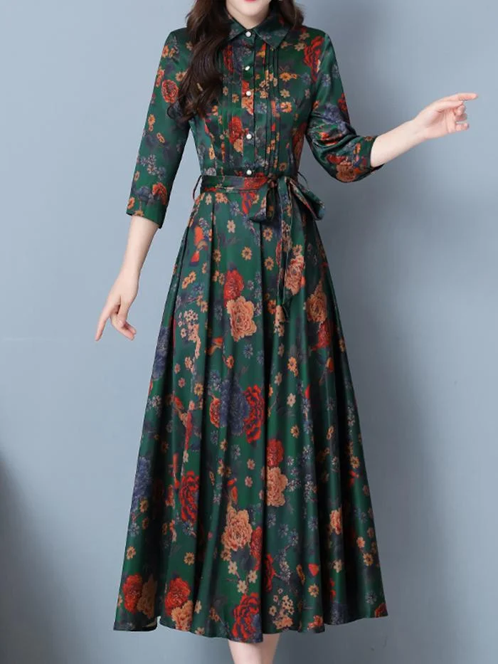 Fashion Acetate Satin Printed Dress