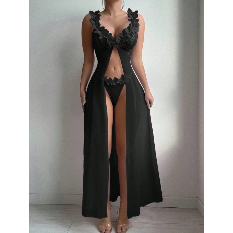 Lovingerie - Flower Lace Split Suspender Dress