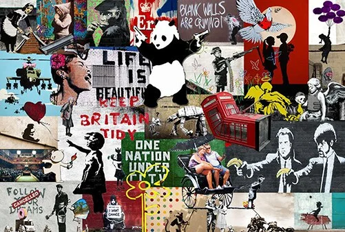 Banksy Graffiti Collage Art Pop Canvas Painting Posters and Prints Cuadros Wall Art for Living Room Home Decor