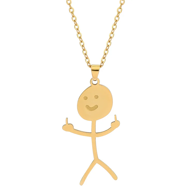 Funny Doodle Necklace with Middle Finger Pendant Friendship Couple Gifts
