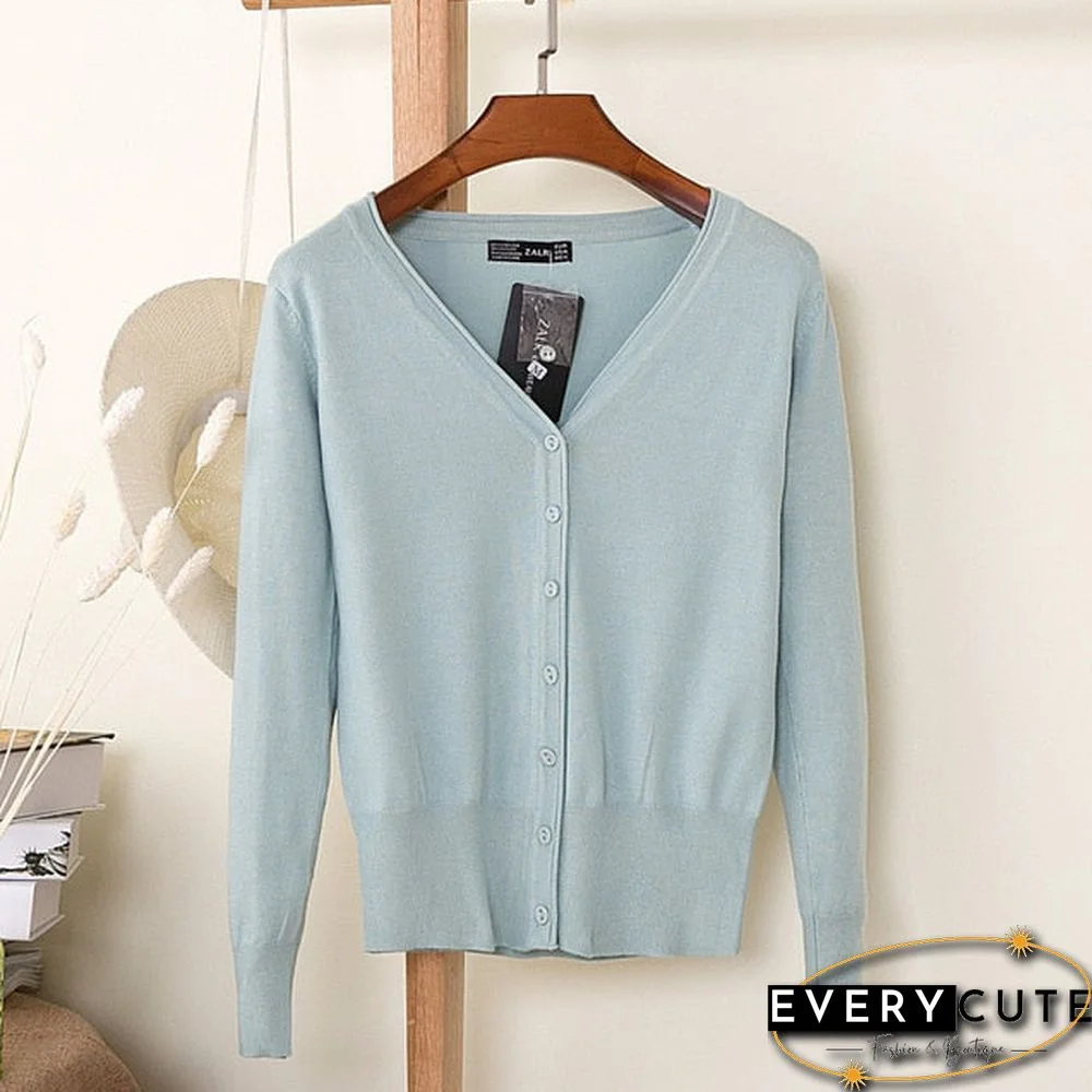 Casual Women Knitted Cardigan Sweater Autumn Winter Women Solid Color V-Neck Long Sleeve Plus Size Crochet Knit Sweater Coat