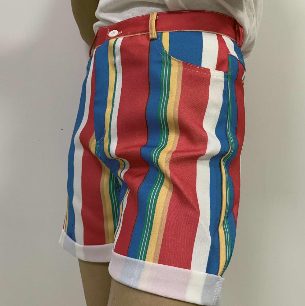 Fashion-loose, Slim, Colorful, Striped Casual Shorts / [blueesa] /