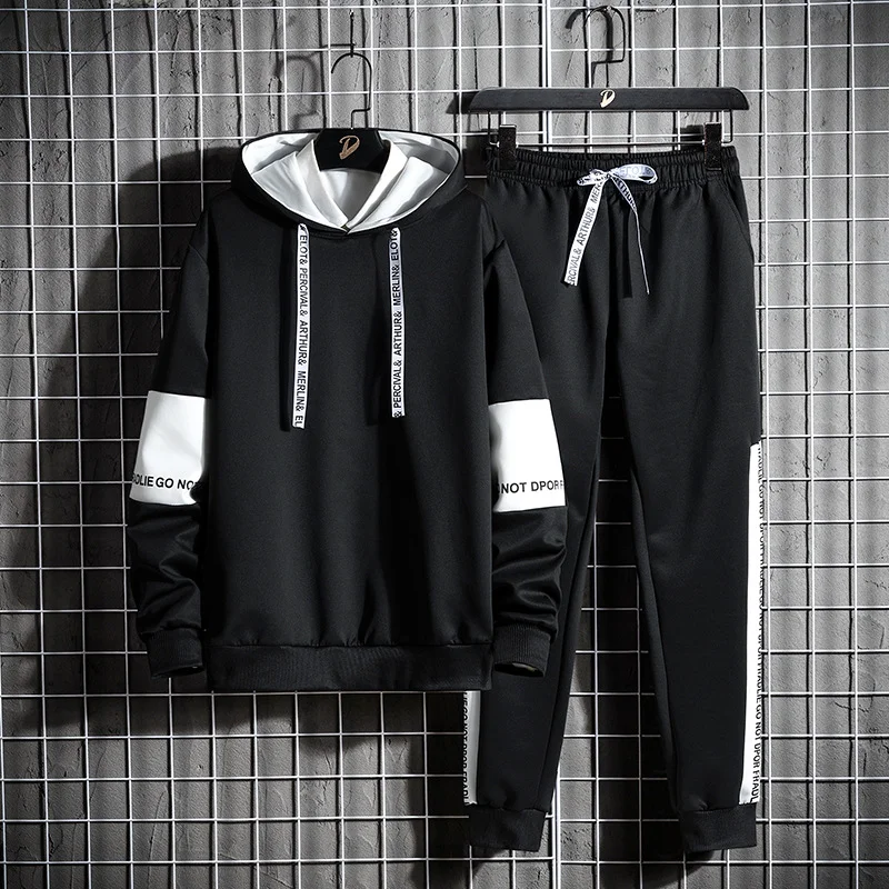 Winter Hoodie Sets Men Tracksuit Streetwear 2 Piece Set Techwear Shop