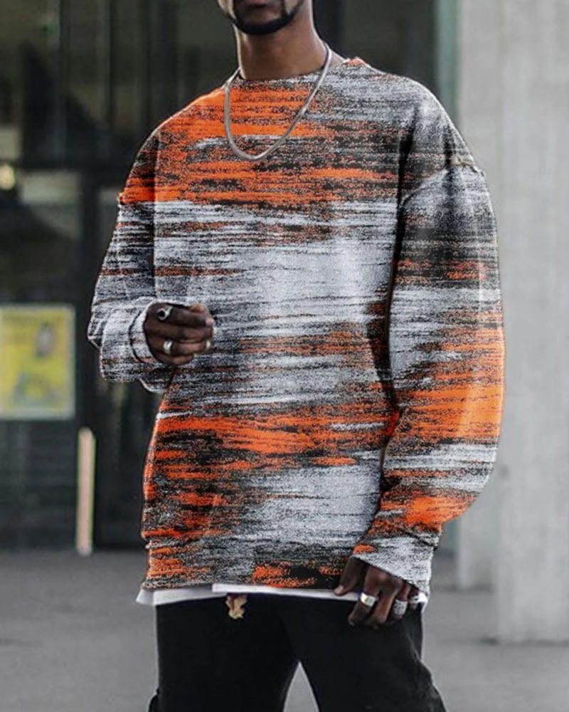 Men's abstract printed casual sweater