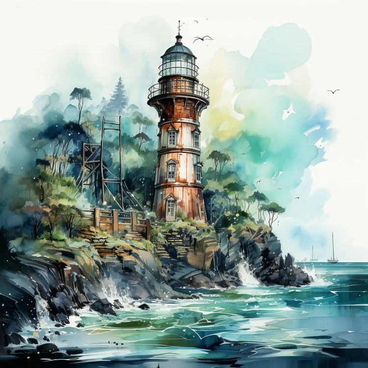 Lighthouse Scenery - Full Round 40*40CM