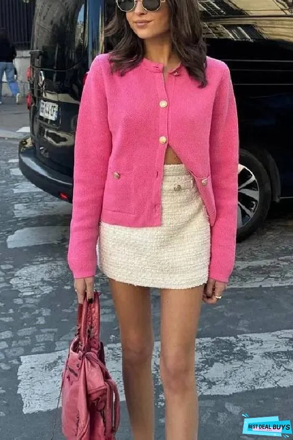 GOLDEN BUTTON KNIT CARDIGAN