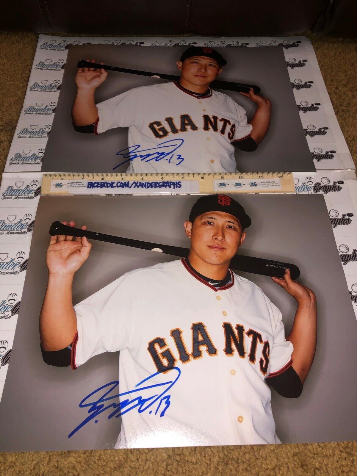 JAE GYUN HWANG SF GIANTS SIGNED AUTOGRAPHED 11X14 BASEBALL Photo Poster paintingGRAPH LOT (2)