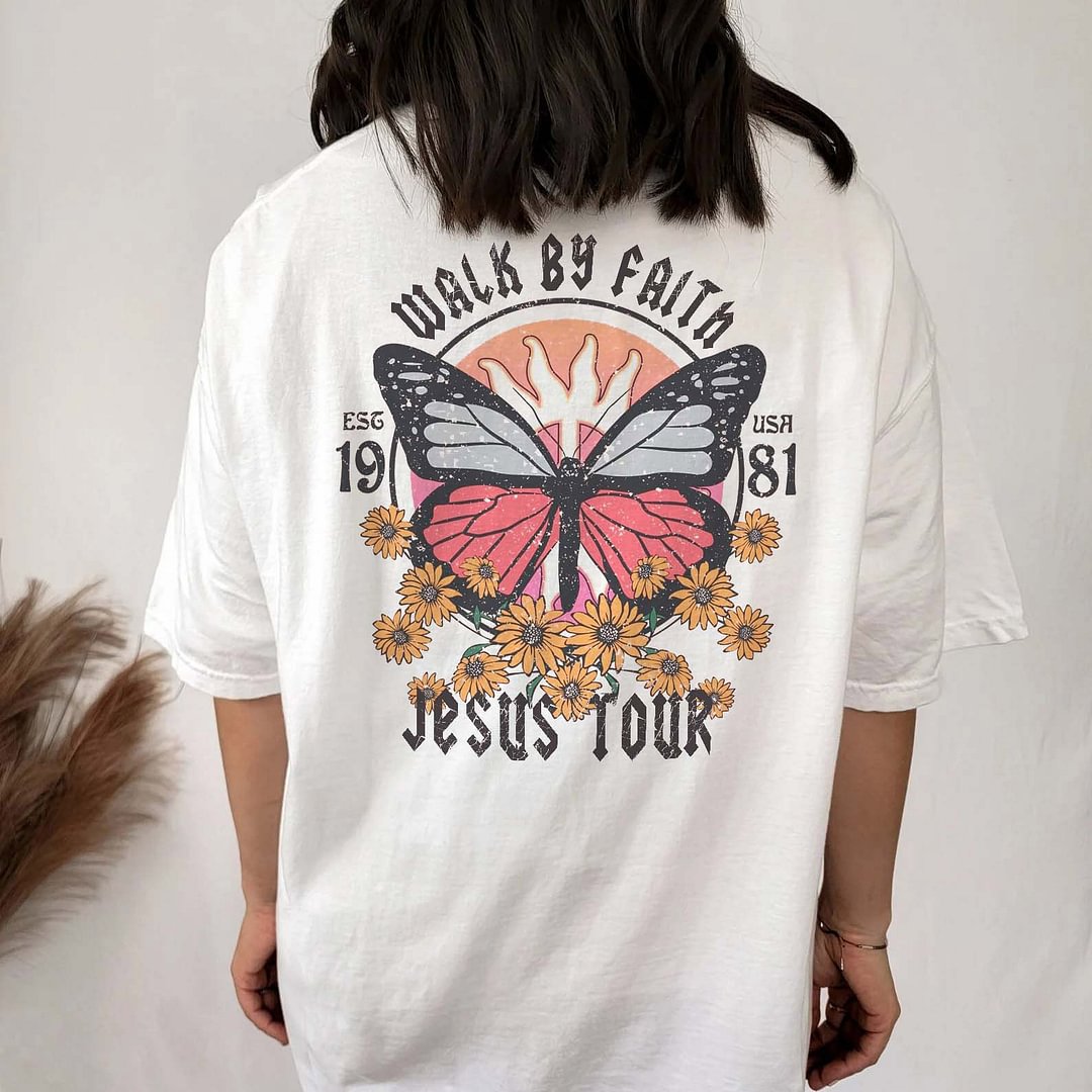 Women's Walk By Faith Jesus Tour Cotton Oversized T-Shirt