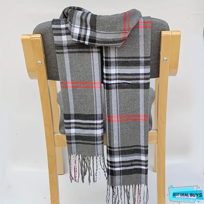 Elegant Tartan Plaid Winter Scarf for Men - 100% Polyester Soft Fashionable Scarf with Woven Craftsmanship for Warmth and Style - Inelastic, Windproof, Decorative Scarf for Mature Occasions