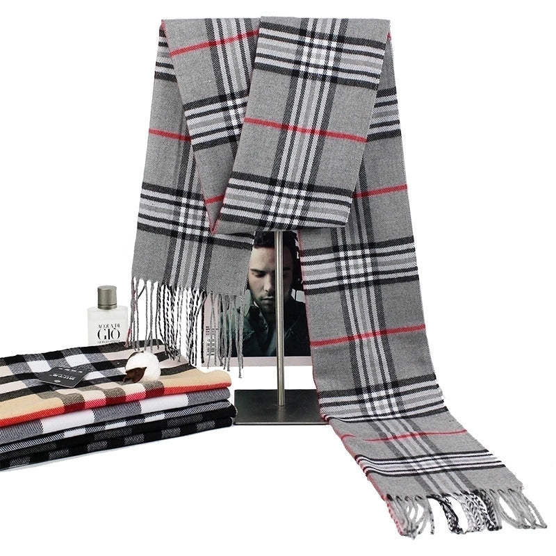 New Autumn And Winter Imitation Cashmere Student Men’s Business Casual Brushed Thick British Plaid Scarf Long Men’s Scarf