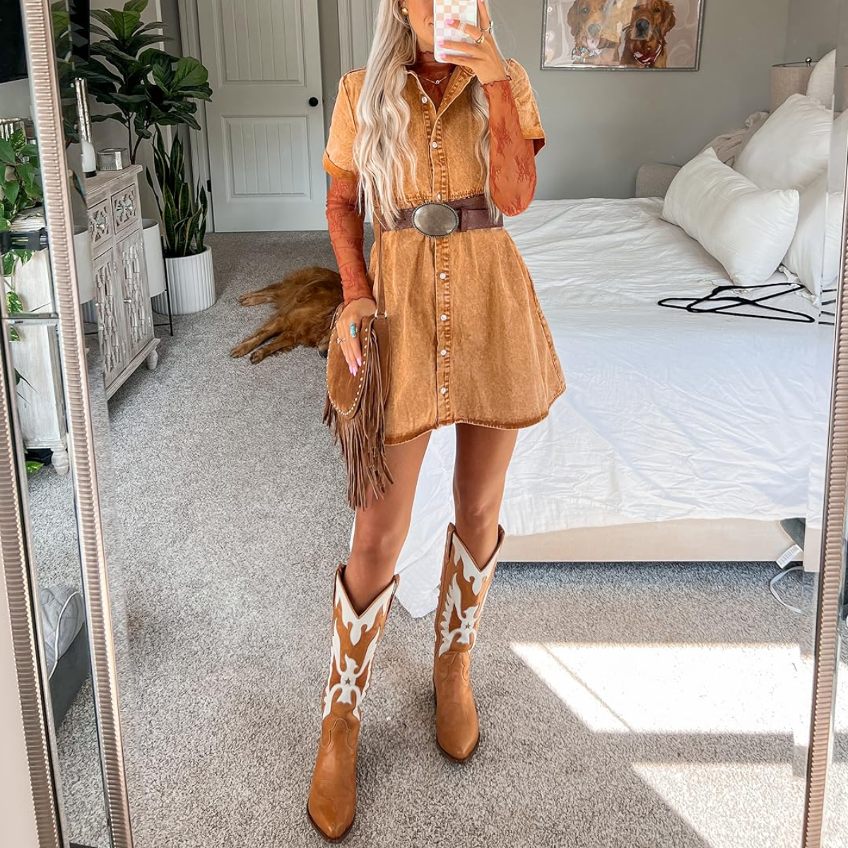 Orange Corduroy Dress