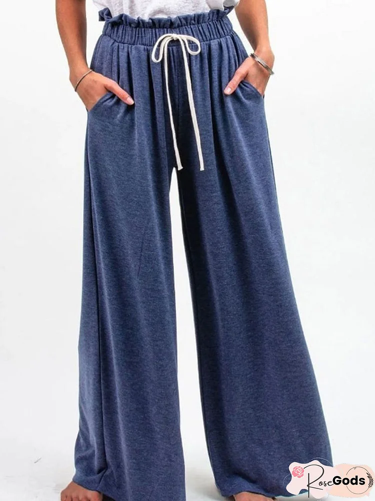 Plain Cotton Drawstring Pants