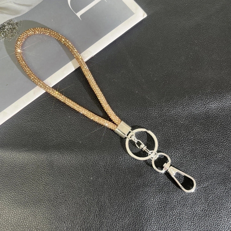 Minimalist Solid Color Rhinestone Inlay Rhinestones Bag Pendant Mobile Phone Chain