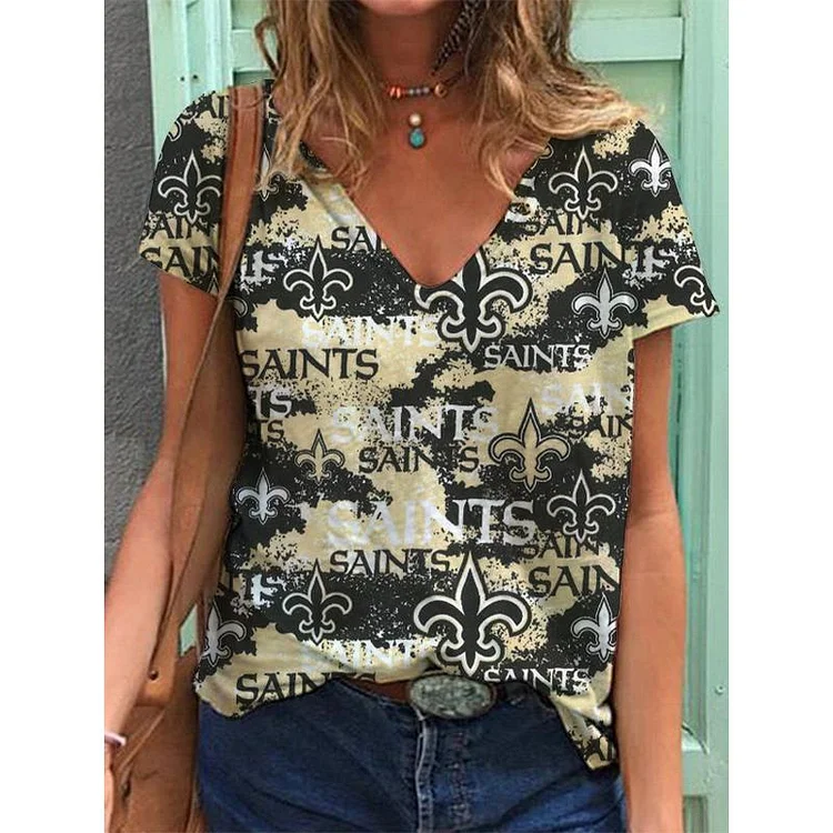 New Orleans Saints Lightweight Short Sleeve V-Neck T-Shirt