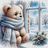 (Multi Style)Winter Window Bear-Full Embroidery 3 Strands 11CT Counted Cross Stitch-40*40CM