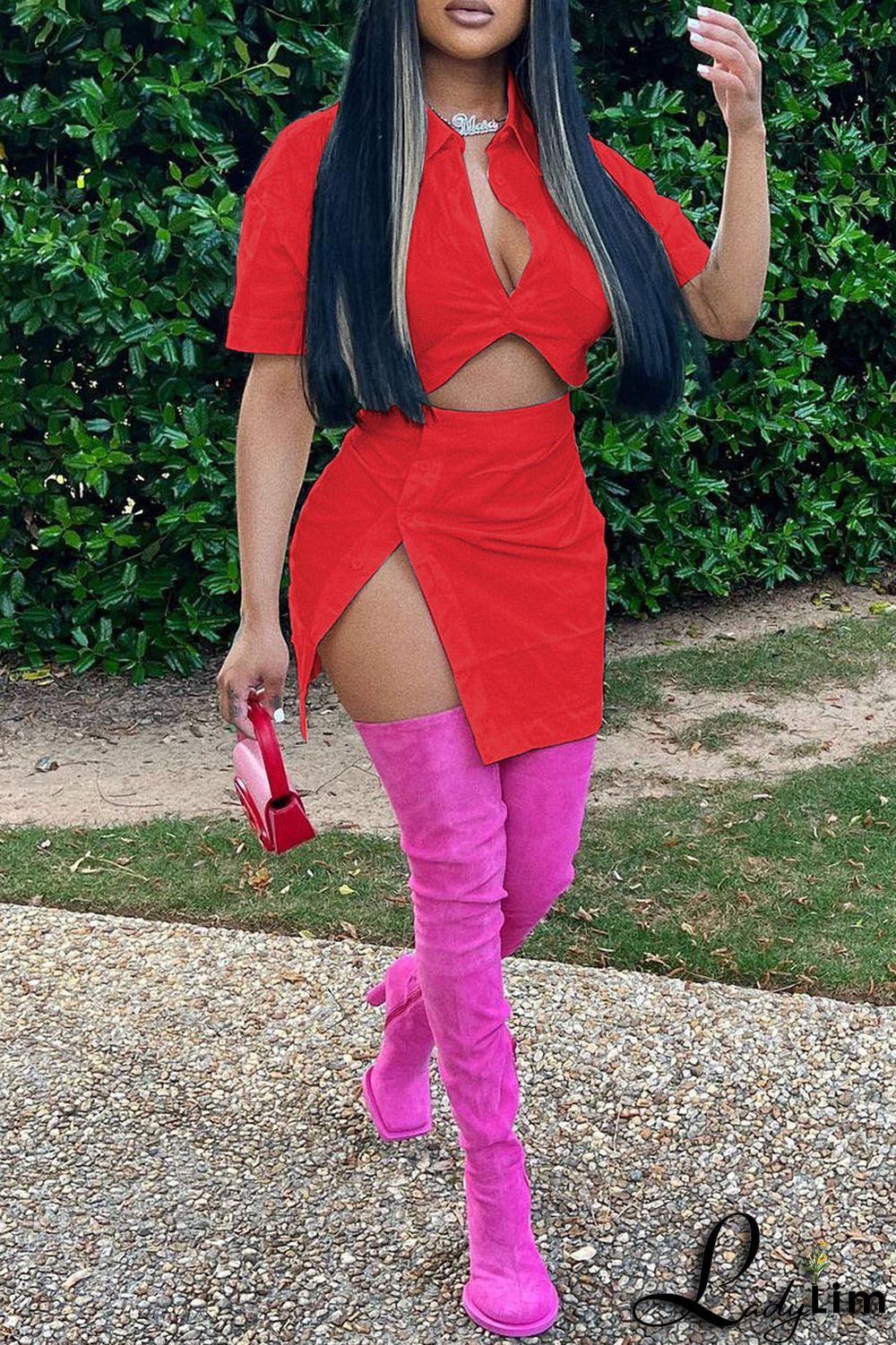 White Fashion Casual Solid Split Joint Turndown Collar Short Sleeve Two Pieces