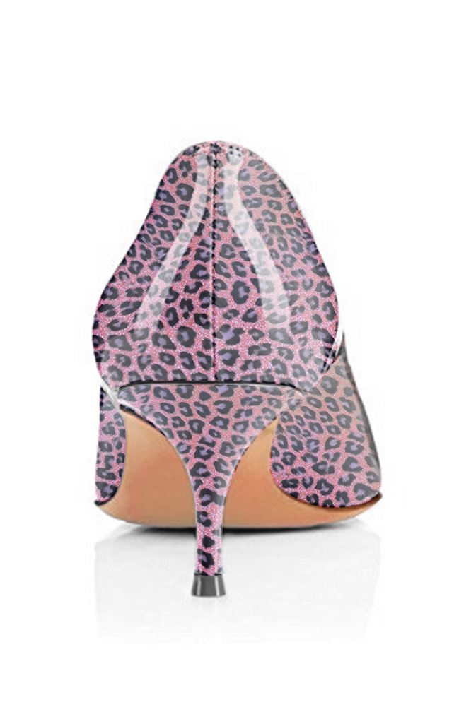 Viola Purple Leopard Print Heels Kitten Heels Pointy Toe Pumps |FSJ Shoes