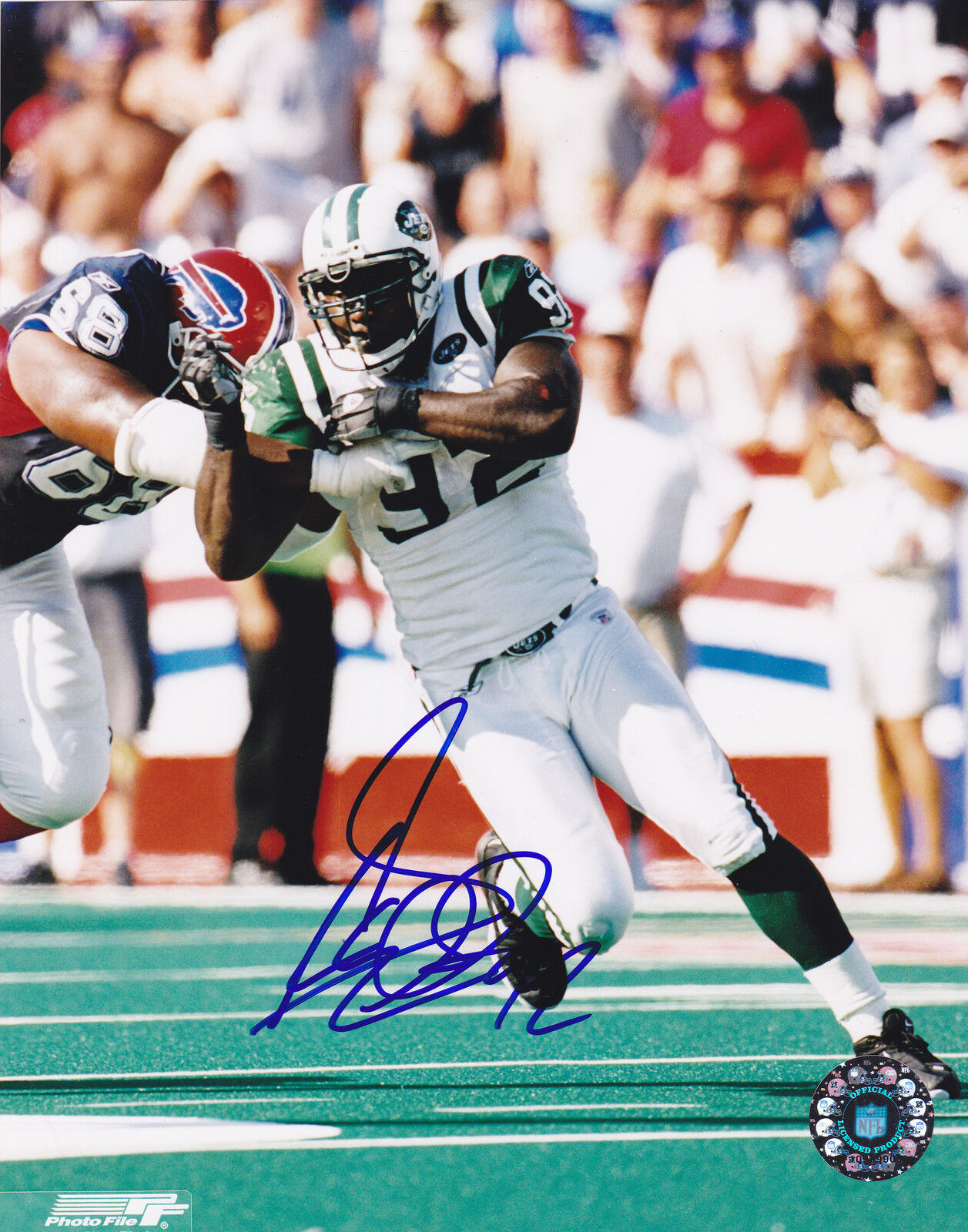 SHAUN ELLIS NEW YORK JETS ACTION SIGNED 8x10